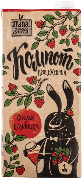 Изображение Компот негаз Папа Заяц клубника Кубснаб т/п, 1 л