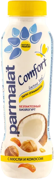 Изображение Биойогурт 1,5% без лактозы Пармалат мюсли кокос Белгородский МК п/б, 290 мл