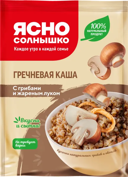 Изображение Каша гречневая Ясно Солнышко с грибами жареным луком Петербургский МК м/у, 45 г