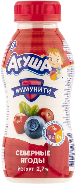 Изображение Йогурт 2,7% с 8 месяцев Агуша северные ягоды ВБД п/б, 180 мл