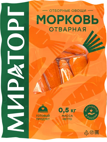 Изображение Корнеплод отварной Мираторг морковь целая Мираторг-Орел ООО м/у, 500 г