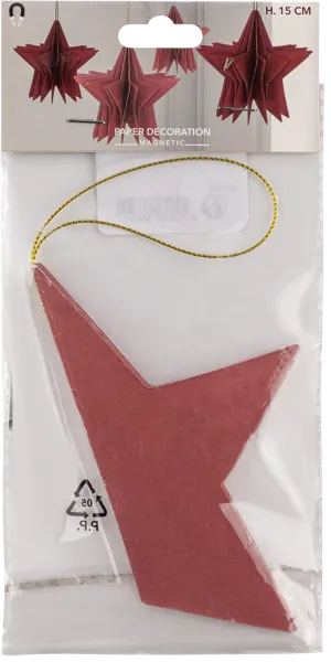 Изображение Елочное украшение 15см красное Купман звезда из бумаги Купман Интернэшнл , 1 шт