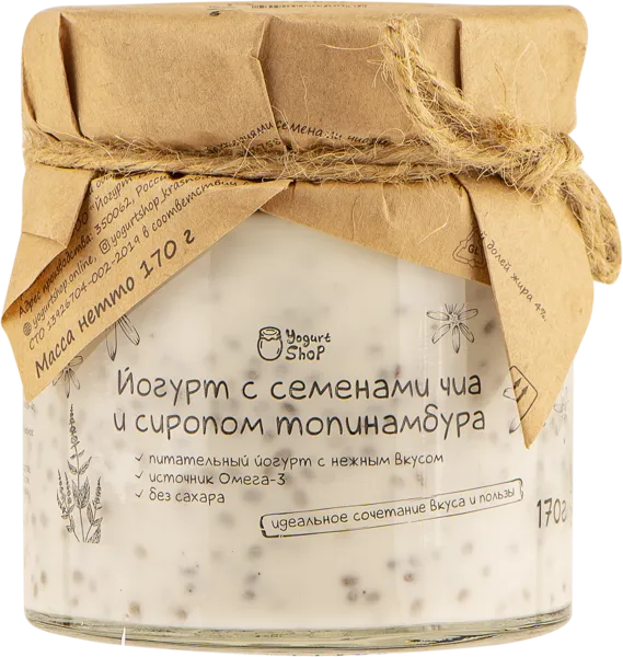 Изображение Йогурт 4% Йогурт Шоп с чиа и топинамбуром Йогурт шоп с/б, 170 г