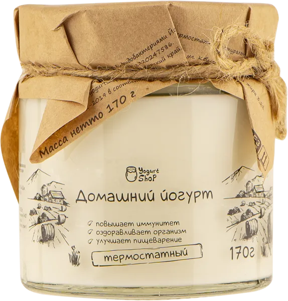 Изображение Йогурт 3,2% без сахара Йогурт Шоп домашний Йогурт шоп с/б, 170 г