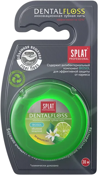 Изображение Зубная нить 30м вощеная Сплат объемная лайм бергамот Сплат Косметика п/у, 1 шт