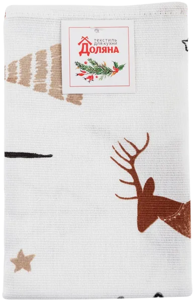 Изображение Полотенце 40*70см для кухни Доляна рождество белое Сима-Урал м/у, 1 шт