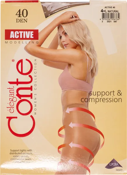 Изображение Колготки 40 ден размер 4 Конте актив натурал Конте СПА м/у, 1 шт