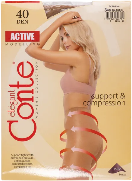 Изображение Колготки 40 ден размер 3 Конте актив натурал Конте СПА м/у, 1 шт