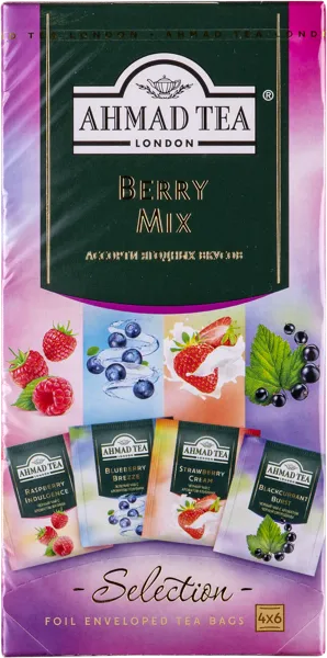 Изображение Чай в пакетиках Ахмад Ти ягодный микс СДС-Фудс кор, 24*1,5 г