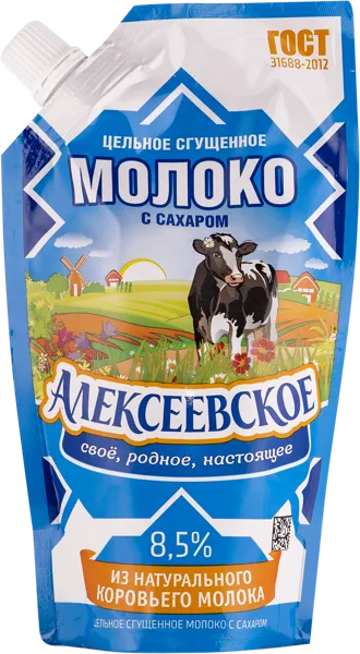 Изображение Молоко сгущенное 8,5% с сахаром Алексеевское цельное Алексеевский МК м/у, 270 г