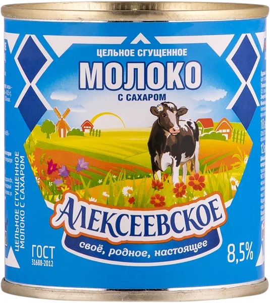 Изображение Молоко сгущенное 8,5% с сахаром Алексеевское цельное Алексеевский МК ж/б, 380 г