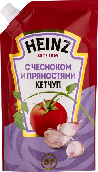 Изображение Кетчуп томатный Хайнц с чесноком и пряностями Петропродукт м/у, 320 г