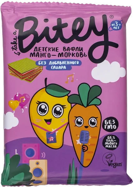 Изображение Вафли с 3 лет без сахара Байт манго морковь Биофудлаб м/у, 35 г