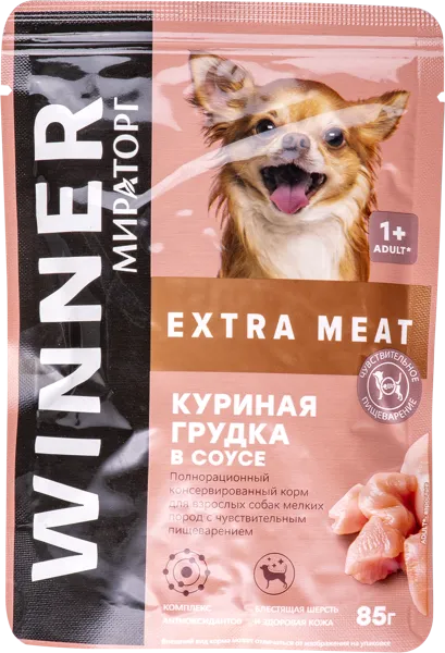 Изображение Корм для собак мелких пород Мираторг куриная грудка в соусе Мираторг м/у, 85 г