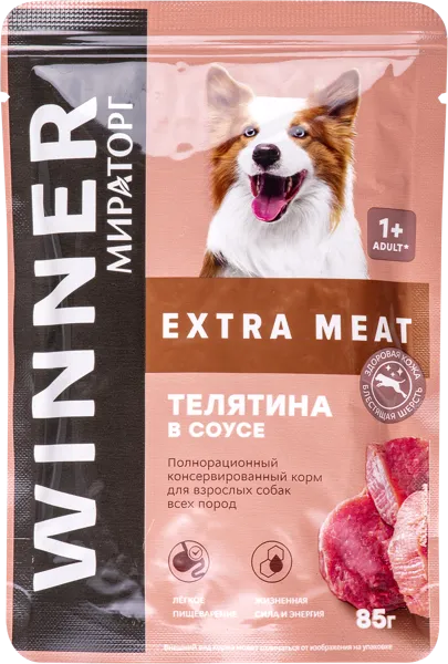 Изображение Корм Для взрослых собак Мираторг телятина в соусе Мираторг м/у, 85 г