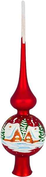 Изображение Верхушка Снежный пейзаж 27,5см стекло Ёлочка С1962 Клинская игрушка к/у, 1 шт