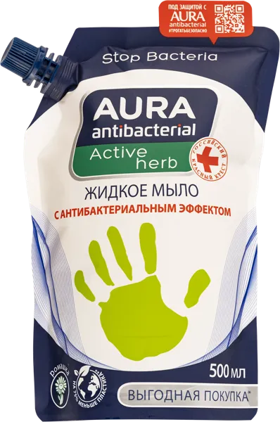 Изображение Мыло жидкое для рук Аура антибактериальное ромашка Коттон Клаб м/у, 500 мл