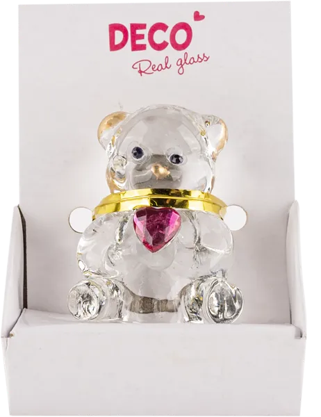 Изображение Подвеска 4см стекло Купман мишка с сердечком Купман Интернэшнл , 1 шт