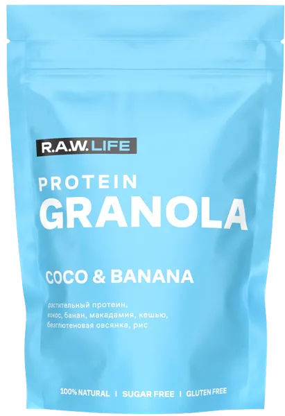 Изображение Гранола протеиновая Рав лайф кокос банан РоуЛайф м/у, 220 г