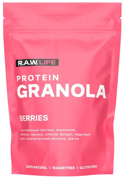 Изображение Гранола протеиновая Рав лайф ягоды РоуЛайф м/у, 220 г