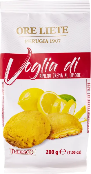 Изображение Печенье с начинкой Оре Лиете из Умбрии с лимонным кремом Тедеско м/у, 200 г