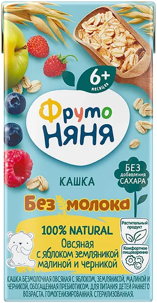 Изображение Каша с 6 мес безмолочная Фрутоняня овсяная яблоко земляника Прогресс т/п, 200 г