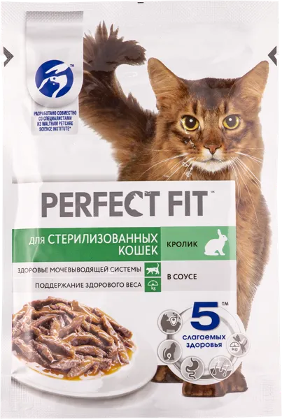 Изображение Корм для стерилиз кошек Перфект Фит кролик в соусе Марс м/у, 75 г