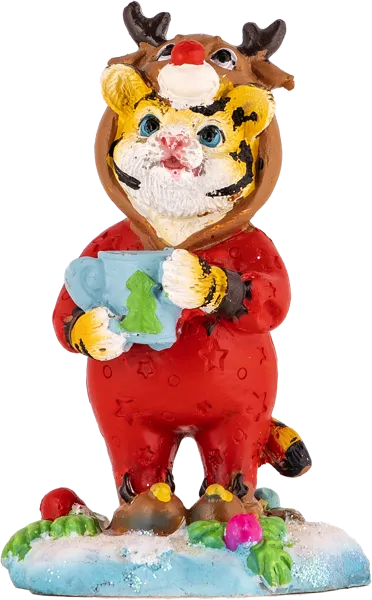 Изображение Елочное украшение 9,5см Феникс Презент тигр в костюме оленя Феникс-Презент к/у, 1 шт