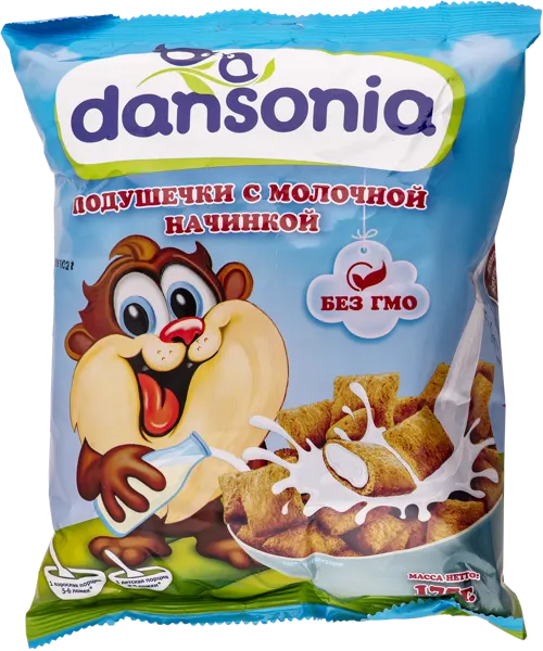 Изображение Готовый завтрак Дансония подушечки с молоком Дансония м/у, 175 г