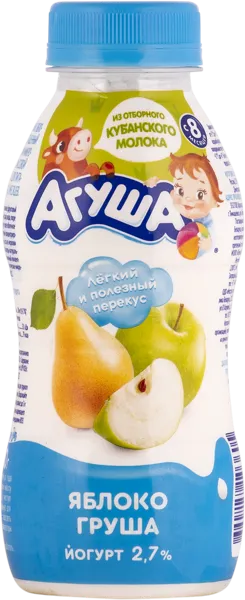 Изображение Йогурт 2,7% с 8 месяцев Агуша яблоко груша ВБД п/б, 180 мл
