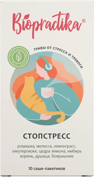 Изображение Чай травяной Биопрактика стопстресс Биопрактика кор, 20*2 г