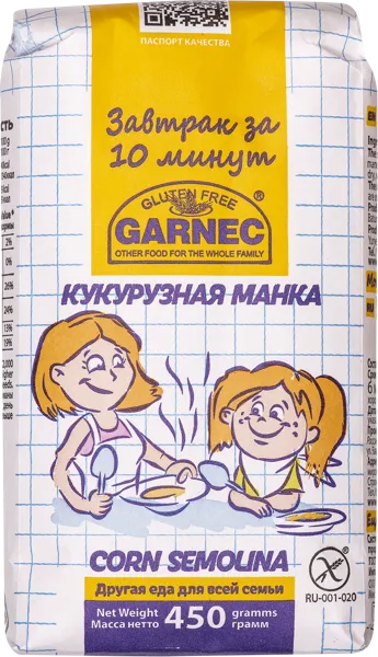Изображение Крупа манная Гарнец Без глютена кукурузная Гарнец м/у, 450 г