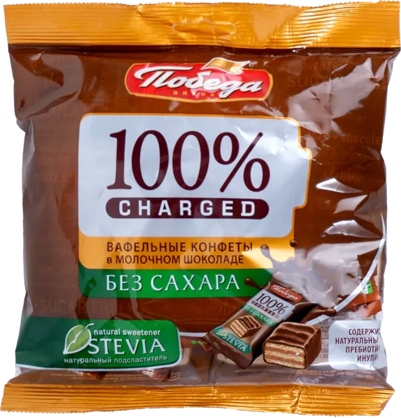 Изображение Конфеты без сахара Победа Чаржед в молочном шоколаде Победа м/у, 150 г
