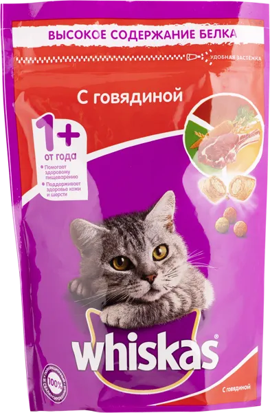 Изображение Корм для кошек Вискас Вкусные подушечки паштет говядина Марс к/у, 350 г