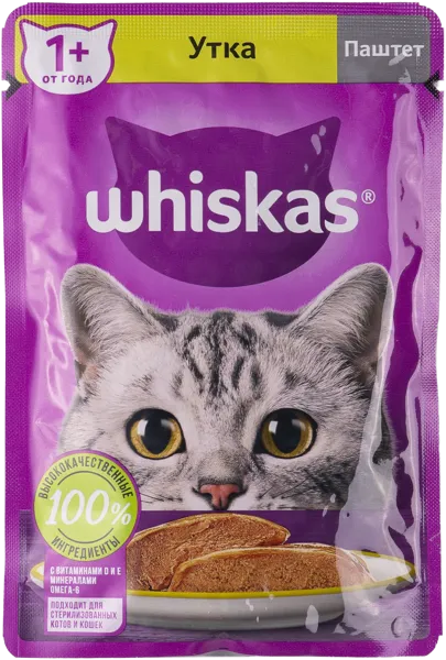 Изображение Корм для кошек Вискас паштет утка Марс м/у, 75 г