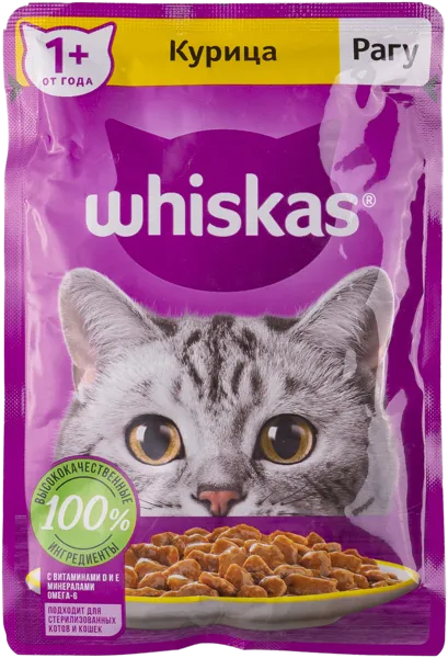 Изображение Корм для кошек Вискас Рагу курица Марс м/у, 75 г