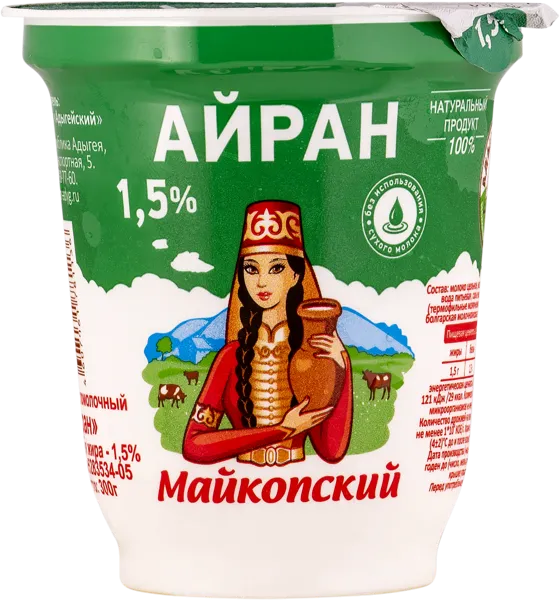 Изображение Айран 1,5% Майкопский Адыгейский МК п/б, 300 мл