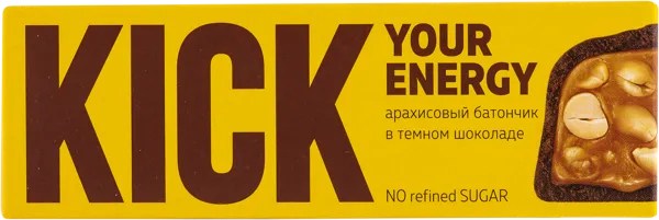 Изображение Батончик арахисовый Кик в темном шоколаде Фуд Революшн кор, 45 г