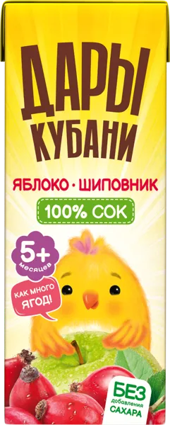 Изображение Сок с 5 месяцев Дары Кубани шиповник яблоко Южная Соковая Компания т/п, 200 мл