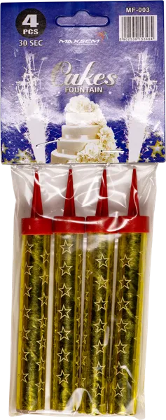 Изображение Свеча-фонтан 10см для торта Веселая затея золотая Веселая затея п/у, 4 шт