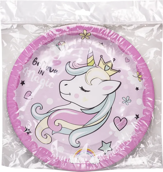 Изображение Одноразовая посуда 23см Единорог тарелки розовые НД Плэй м/у, 6 шт