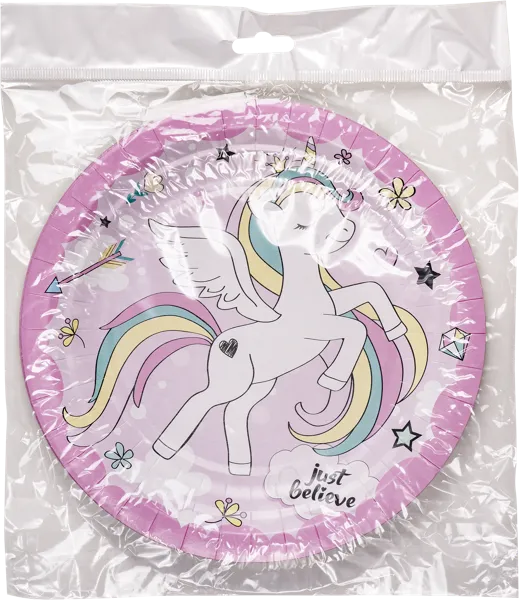 Изображение Одноразовая посуда 18см Единорог тарелки розовые НД Плэй м/у, 6 шт