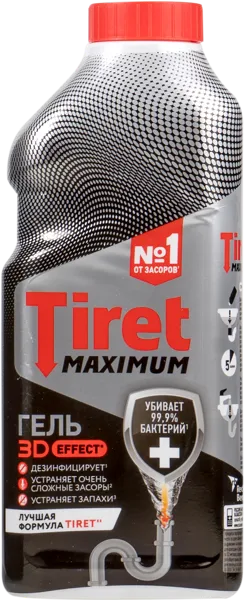Изображение Гель от засоров Тирет максимум 3в1 3д эффект Бенкизер п/у, 465 мл
