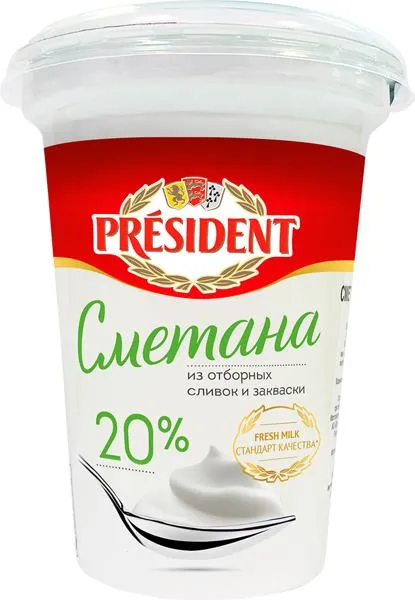 Изображение Сметана 20% Президент Ефремовский МСК п/б, 350 г