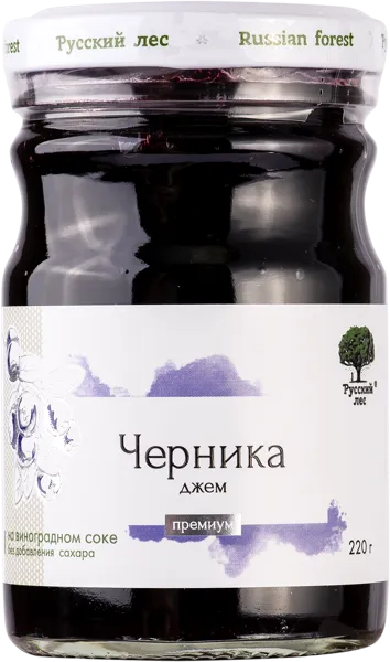 Изображение Джем без сахара Русский лес черника Русский лес с/б, 220 г