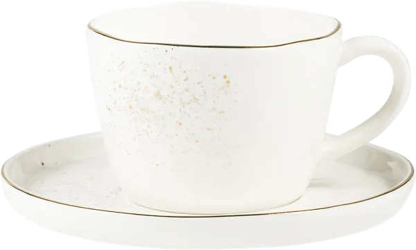 Изображение Чайная пара 200мл белая Бронко голд фарфор Бронко кор, 1 шт