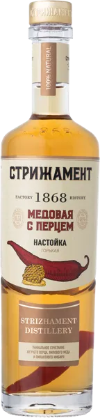Изображение Настойка Стрижамент медовая с перцем Стрижамент с/б, 0,5 л