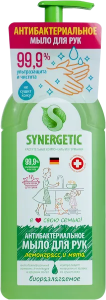 Изображение Мыло жидкое для рук Синергетик БИО лемонграсс и мята Синергетик п/у, 500 мл