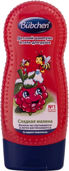 Изображение Шампунь для волос детский 3+ Бюбхен сладкая малина 2в1 Бюбхен Верк п/у, 230 мл