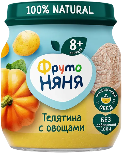 Изображение Пюре мясное с 8 мес Фрутоняня телятина овощи Прогресс с/б, 100 г